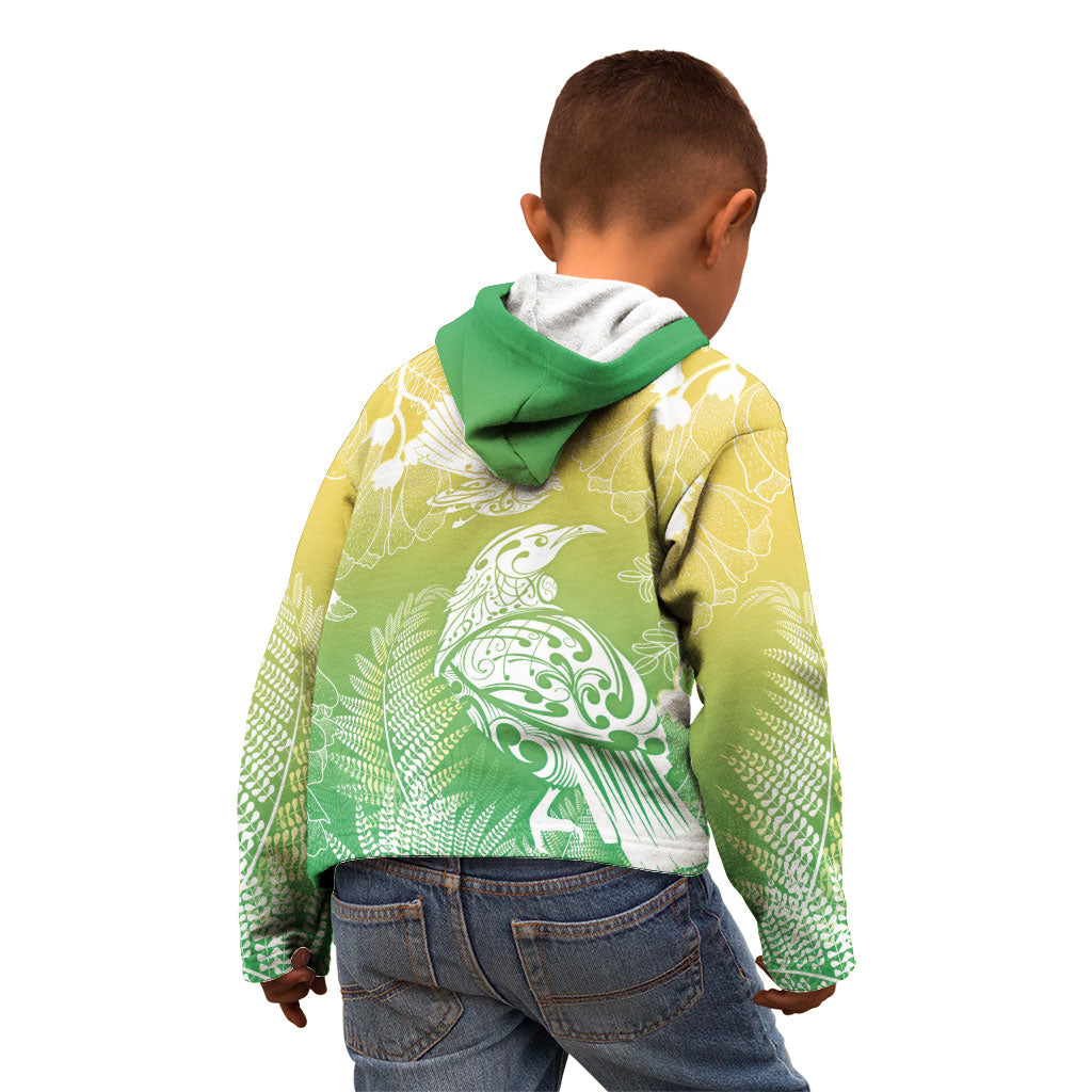 Aotearoa Maori Mahuru Tui With Pikawakawa Kid Hoodie Spring Time