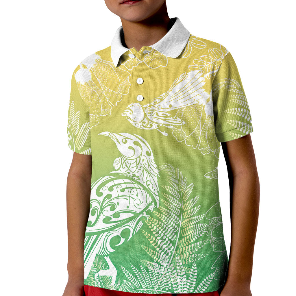 Aotearoa Maori Mahuru Tui With Pikawakawa Kid Polo Shirt Spring Time