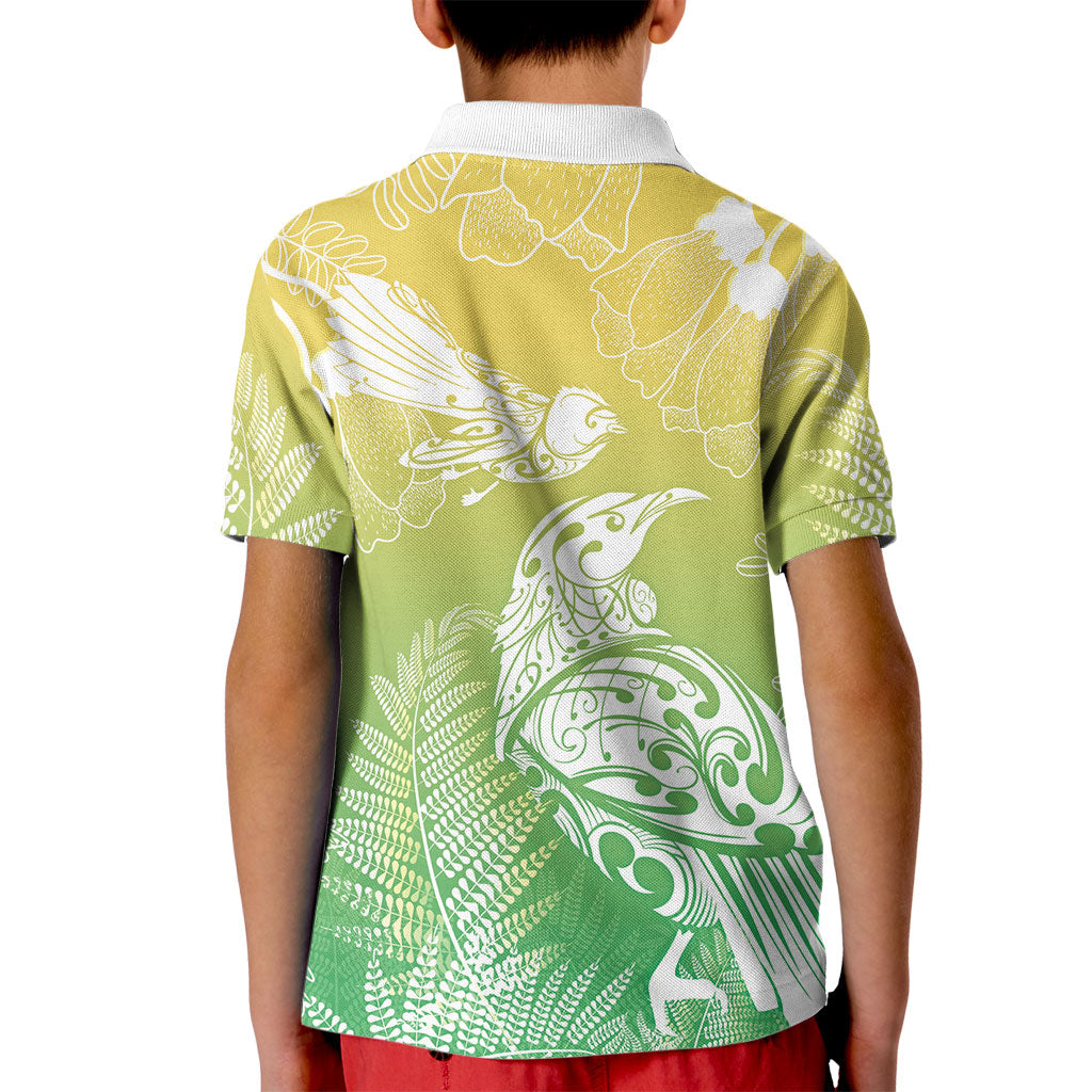 Aotearoa Maori Mahuru Tui With Pikawakawa Kid Polo Shirt Spring Time