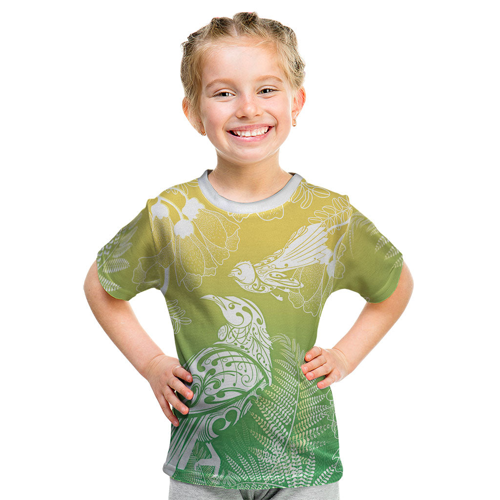 Aotearoa Maori Mahuru Tui With Pikawakawa Kid T Shirt Spring Time