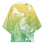Aotearoa Maori Mahuru Tui With Pikawakawa Kimono Spring Time