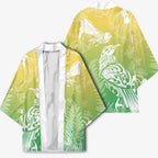 Aotearoa Maori Mahuru Tui With Pikawakawa Kimono Spring Time