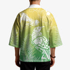 Aotearoa Maori Mahuru Tui With Pikawakawa Kimono Spring Time
