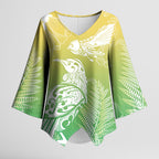 Aotearoa Maori Mahuru Tui With Pikawakawa Kimono Sleeve Blouse Spring Time