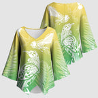 Aotearoa Maori Mahuru Tui With Pikawakawa Kimono Sleeve Blouse Spring Time