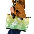 Aotearoa Maori Mahuru Tui With Pikawakawa Leather Tote Bag Spring Time