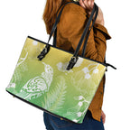Aotearoa Maori Mahuru Tui With Pikawakawa Leather Tote Bag Spring Time
