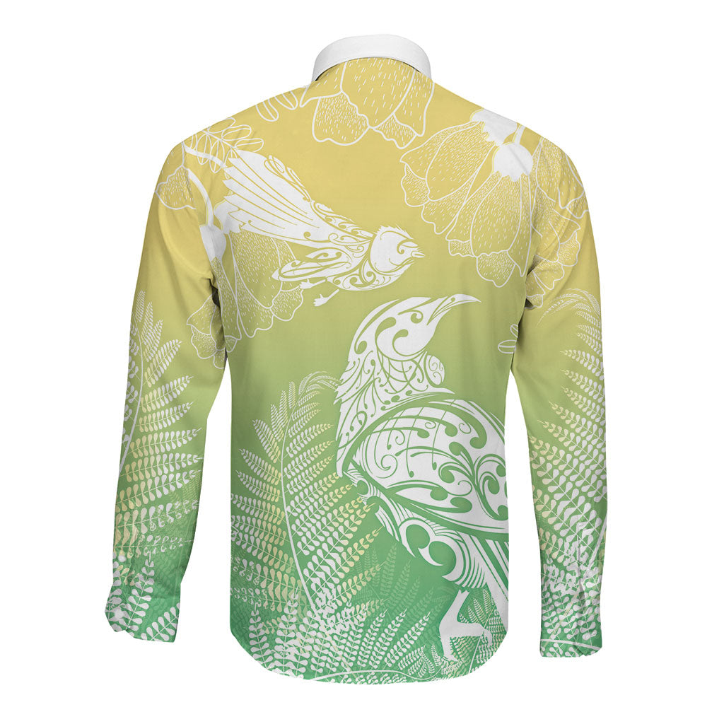 Aotearoa Maori Mahuru Tui With Pikawakawa Long Sleeve Button Shirt Spring Time