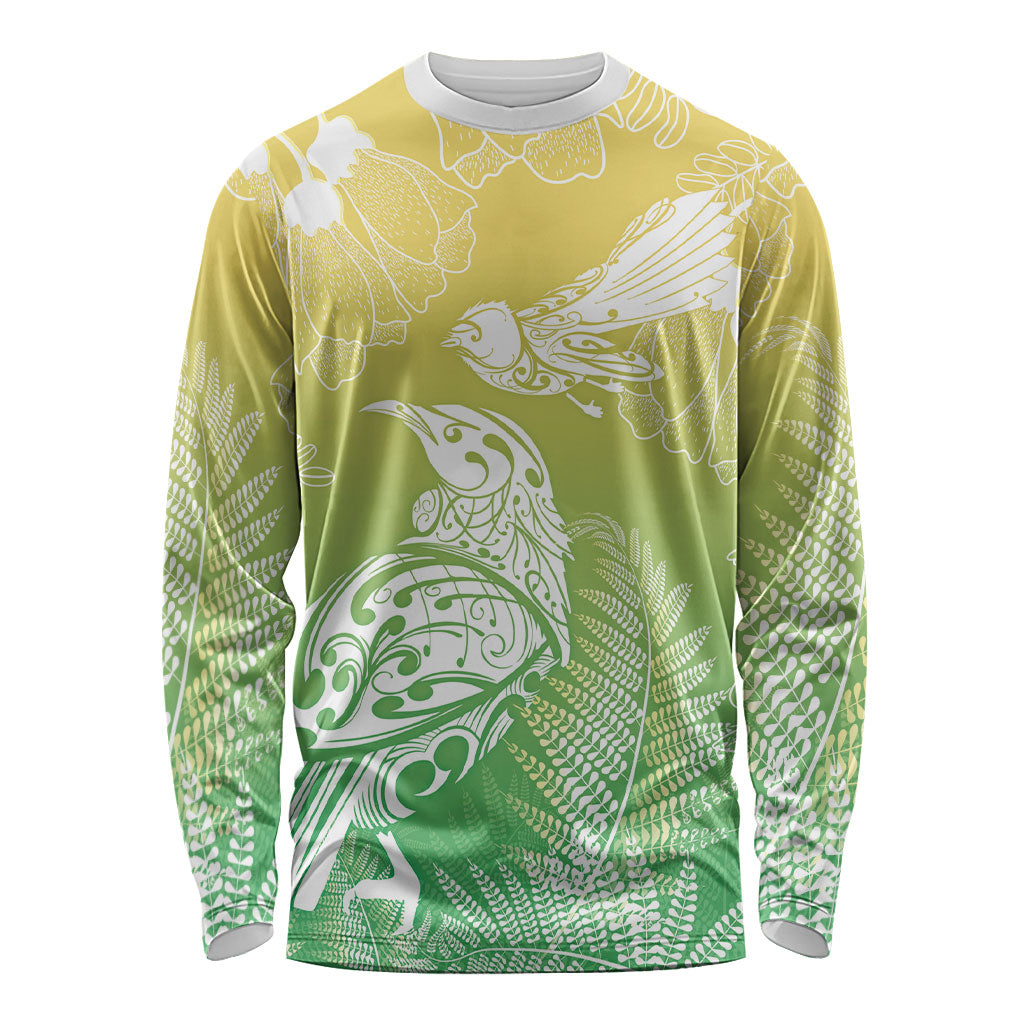 Aotearoa Maori Mahuru Tui With Pikawakawa Long Sleeve Shirt Spring Time