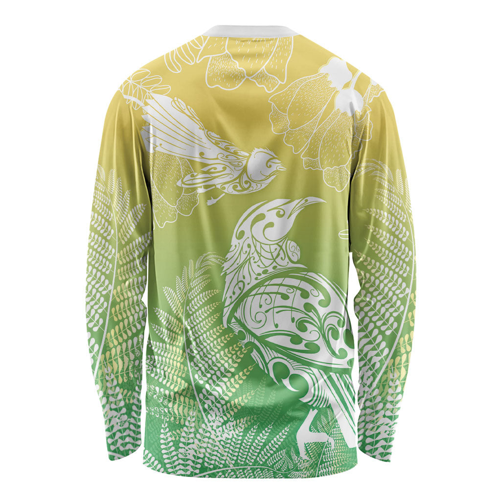 Aotearoa Maori Mahuru Tui With Pikawakawa Long Sleeve Shirt Spring Time