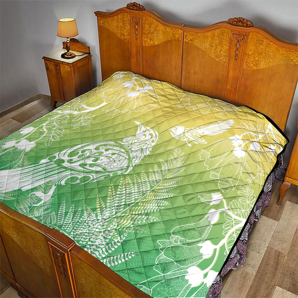 Aotearoa Maori Mahuru Tui With Pikawakawa Quilt Spring Time