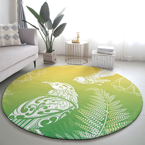 Aotearoa Maori Mahuru Tui With Pikawakawa Round Carpet Spring Time