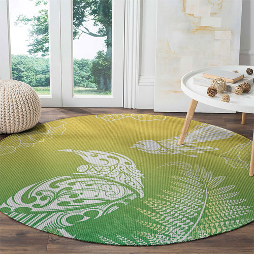 Aotearoa Maori Mahuru Tui With Pikawakawa Round Carpet Spring Time