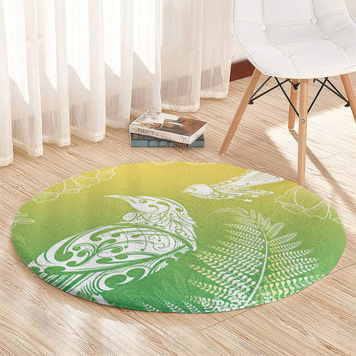 Aotearoa Maori Mahuru Tui With Pikawakawa Round Carpet Spring Time