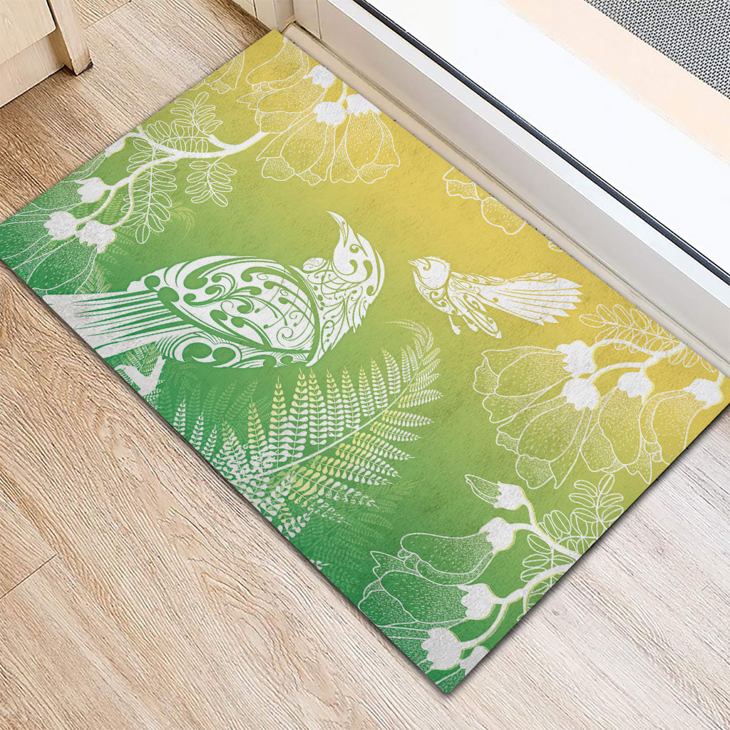 Aotearoa Maori Mahuru Tui With Pikawakawa Rubber Doormat Spring Time