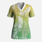 Aotearoa Maori Mahuru Tui With Pikawakawa Scrub Top Spring Time