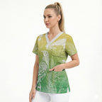 Aotearoa Maori Mahuru Tui With Pikawakawa Scrub Top Spring Time