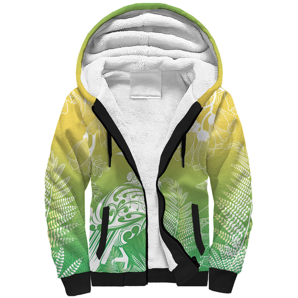 Aotearoa Maori Mahuru Tui With Pikawakawa Sherpa Hoodie Spring Time