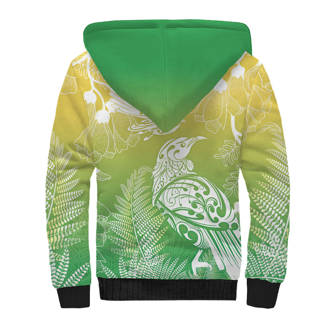 Aotearoa Maori Mahuru Tui With Pikawakawa Sherpa Hoodie Spring Time