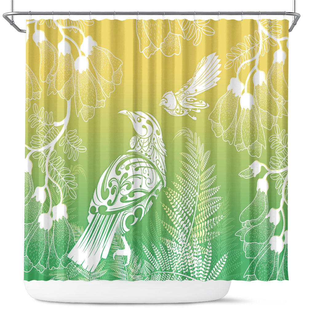 Aotearoa Maori Mahuru Tui With Pikawakawa Shower Curtain Spring Time