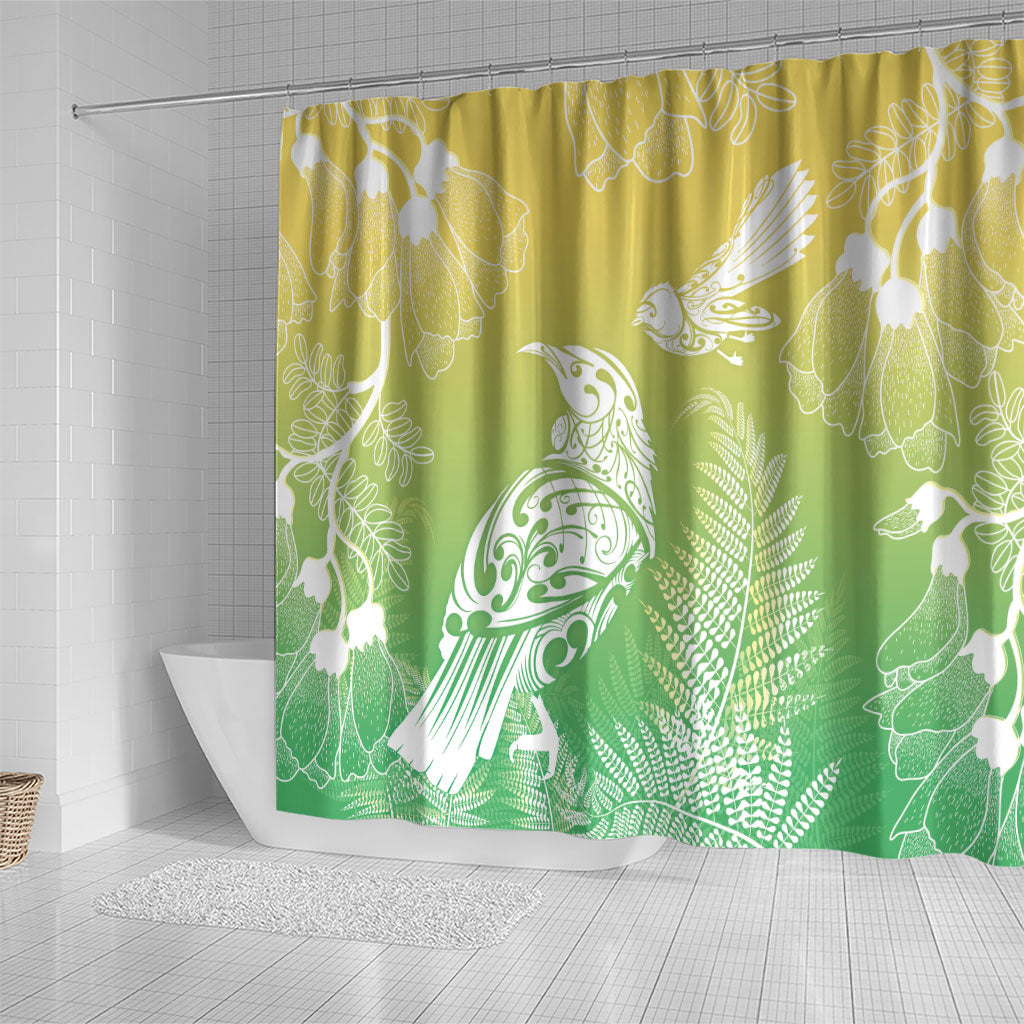 Aotearoa Maori Mahuru Tui With Pikawakawa Shower Curtain Spring Time