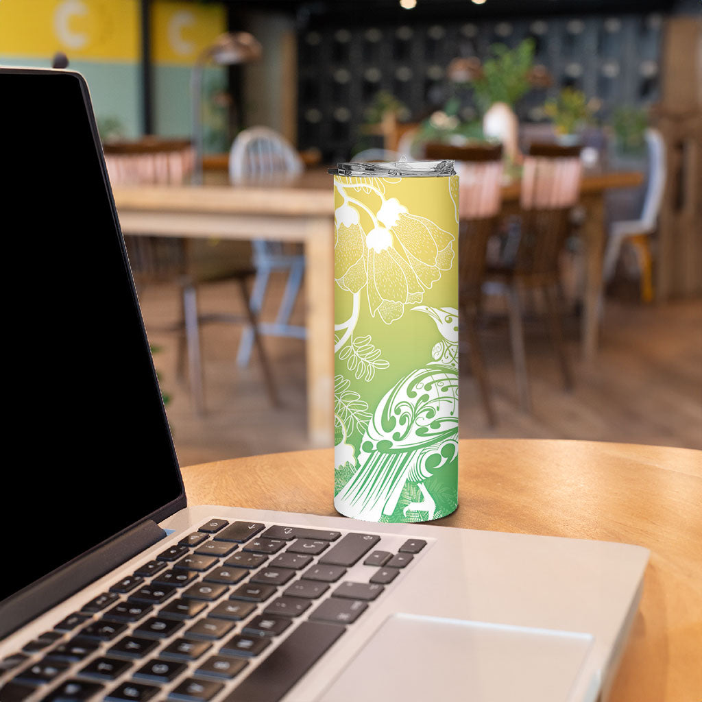 Aotearoa Maori Mahuru Tui With Pikawakawa Skinny Tumbler Spring Time