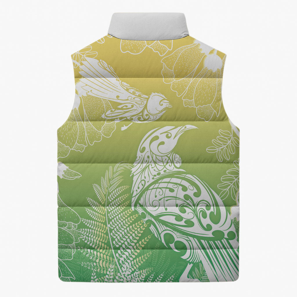 Aotearoa Maori Mahuru Tui With Pikawakawa Sleeveless Puffer Jacket Spring Time
