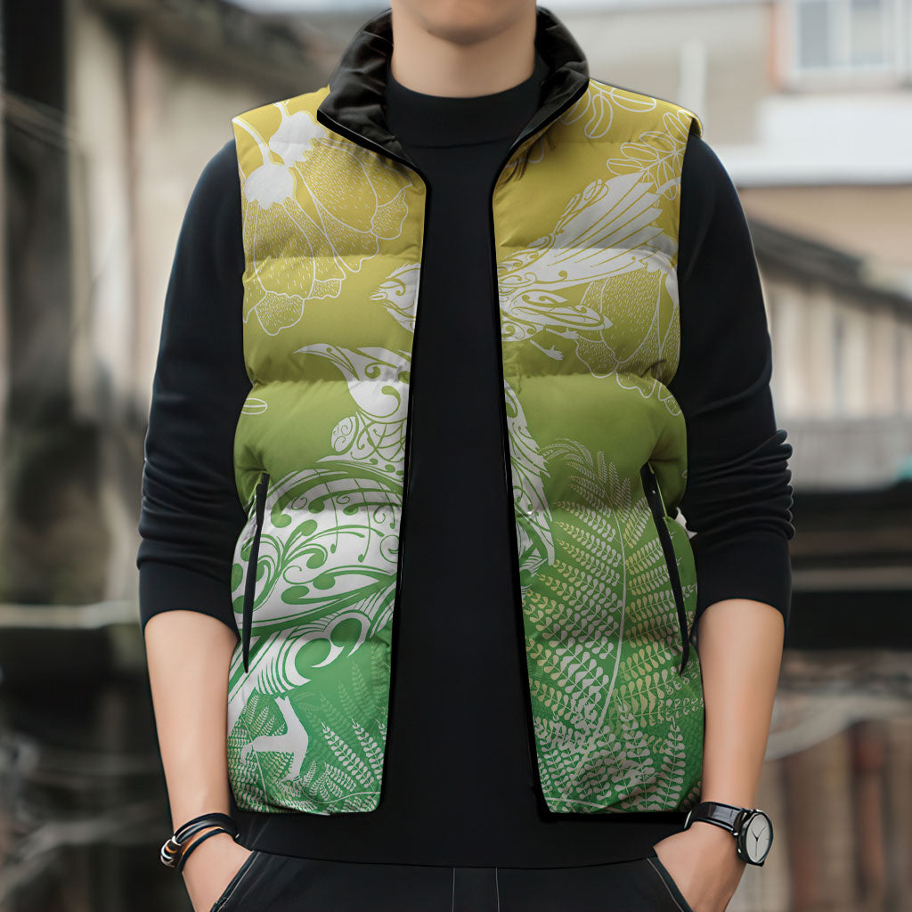 Aotearoa Maori Mahuru Tui With Pikawakawa Sleeveless Puffer Jacket Spring Time
