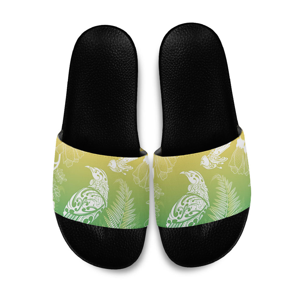 Aotearoa Maori Mahuru Tui With Pikawakawa Slide Sandals Spring Time