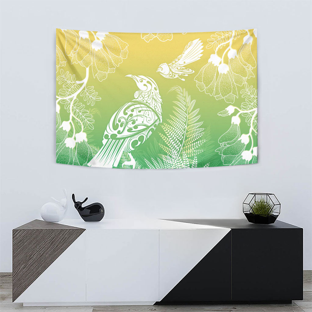 Aotearoa Maori Mahuru Tui With Pikawakawa Tapestry Spring Time