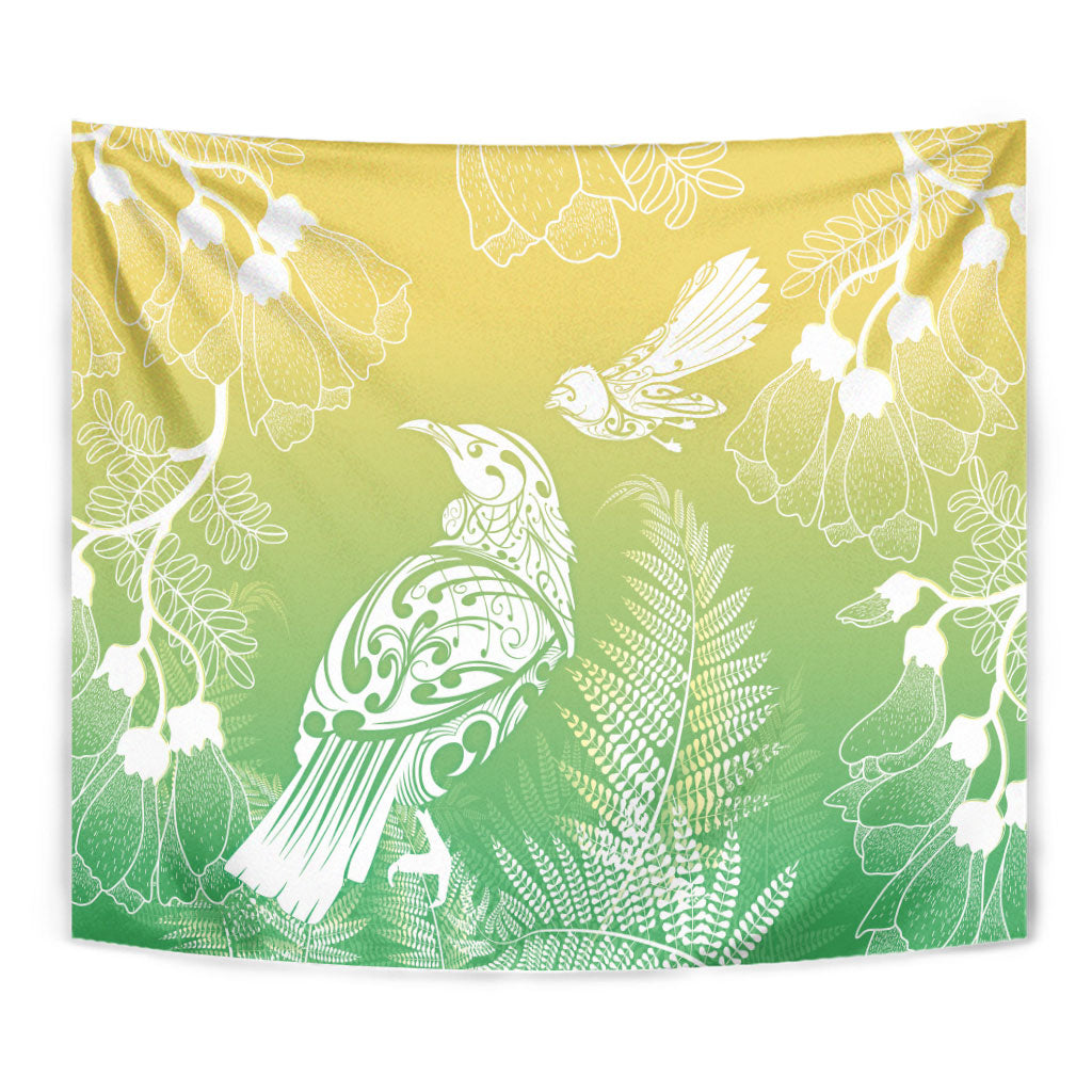 Aotearoa Maori Mahuru Tui With Pikawakawa Tapestry Spring Time