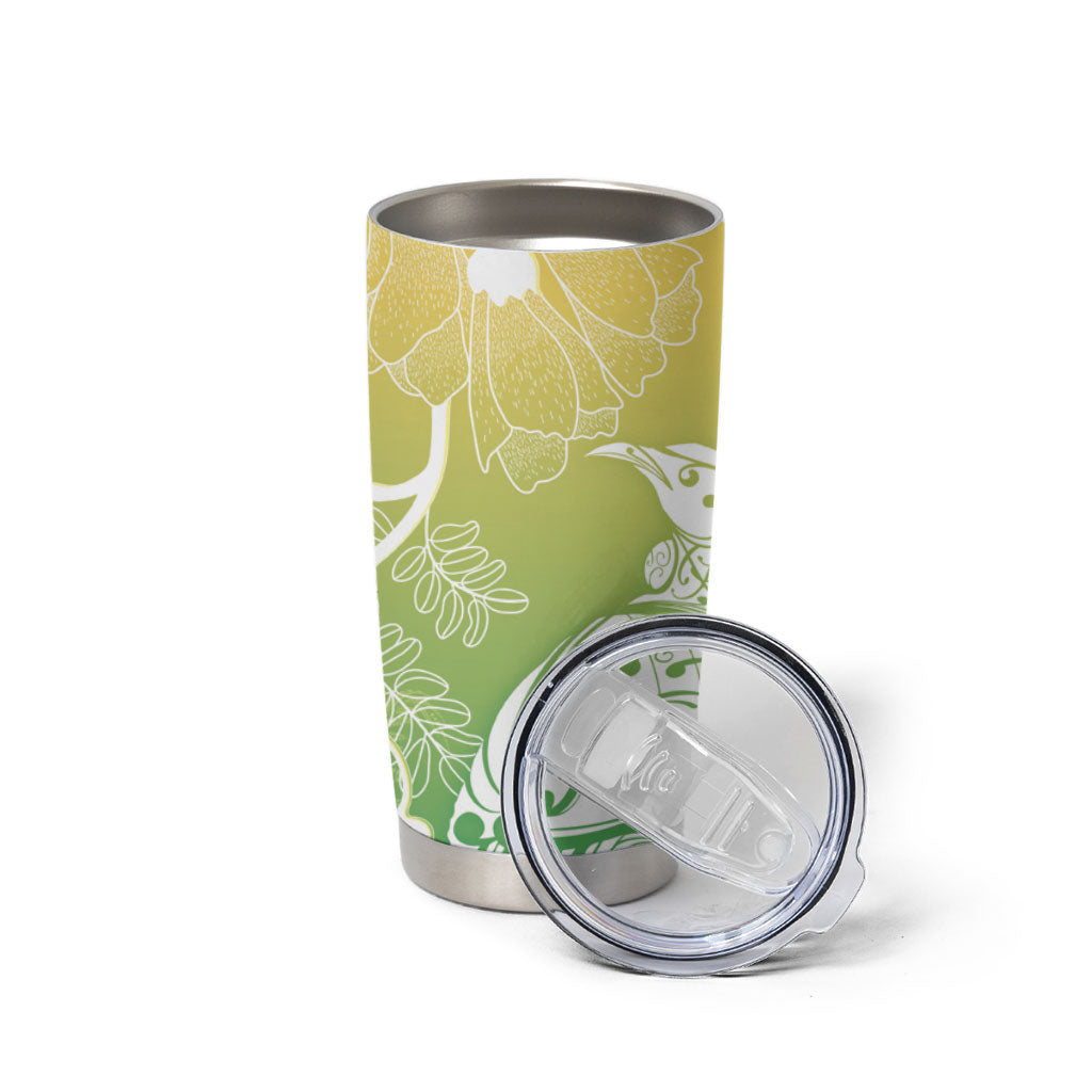 Aotearoa Maori Mahuru Tui With Pikawakawa Tumbler Cup Spring Time