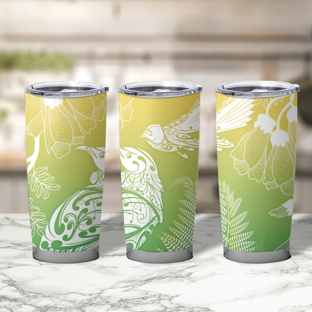 Aotearoa Maori Mahuru Tui With Pikawakawa Tumbler Cup Spring Time