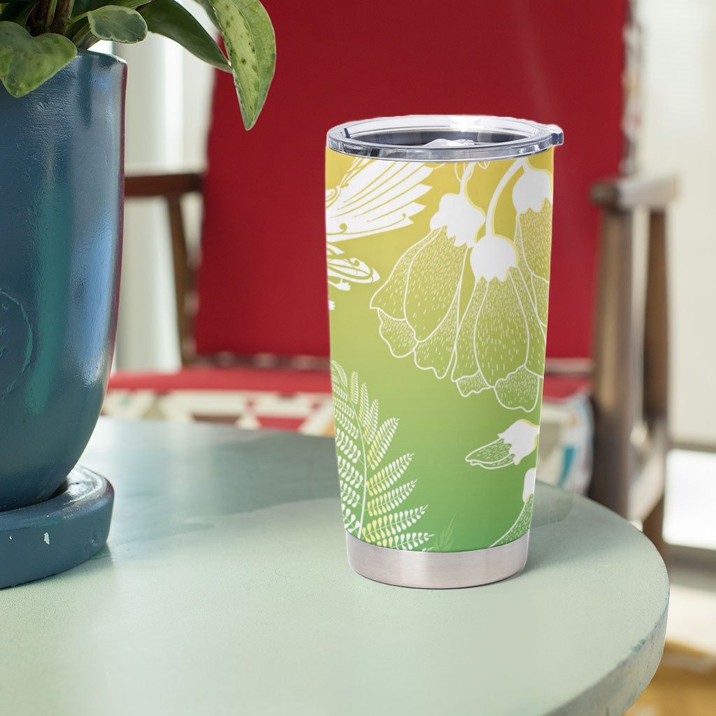 Aotearoa Maori Mahuru Tui With Pikawakawa Tumbler Cup Spring Time