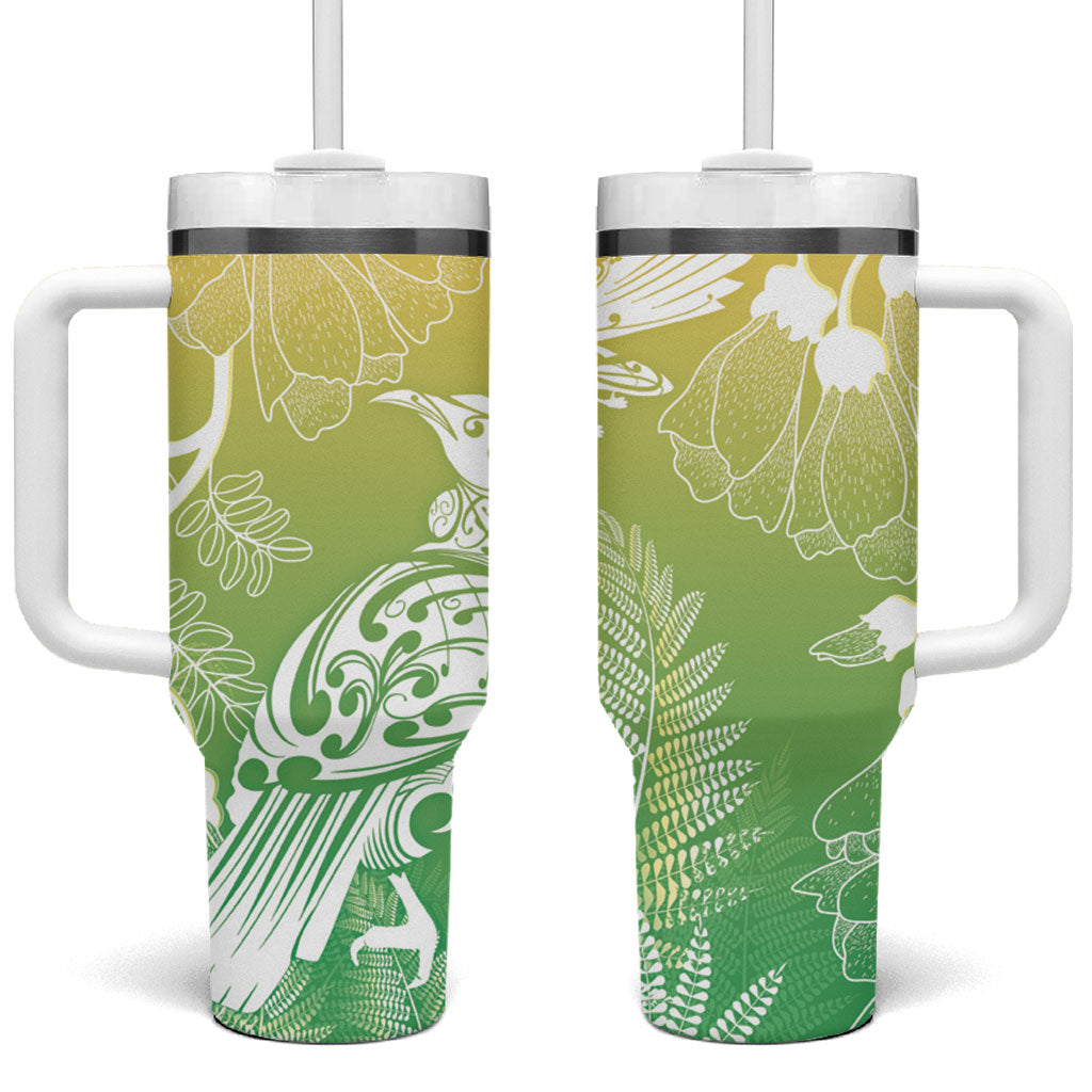 Aotearoa Maori Mahuru Tui With Pikawakawa Tumbler With Handle Spring Time