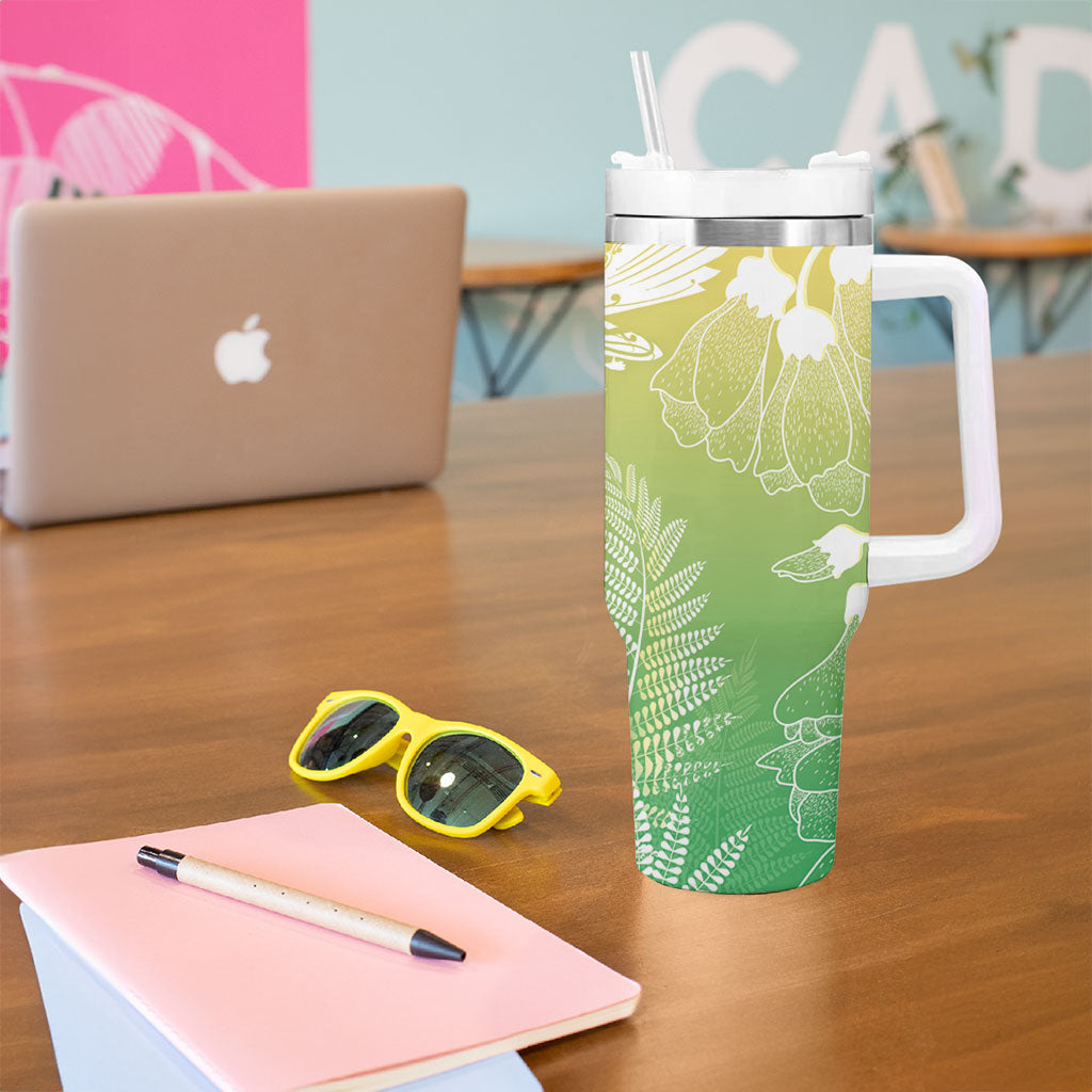 Aotearoa Maori Mahuru Tui With Pikawakawa Tumbler With Handle Spring Time