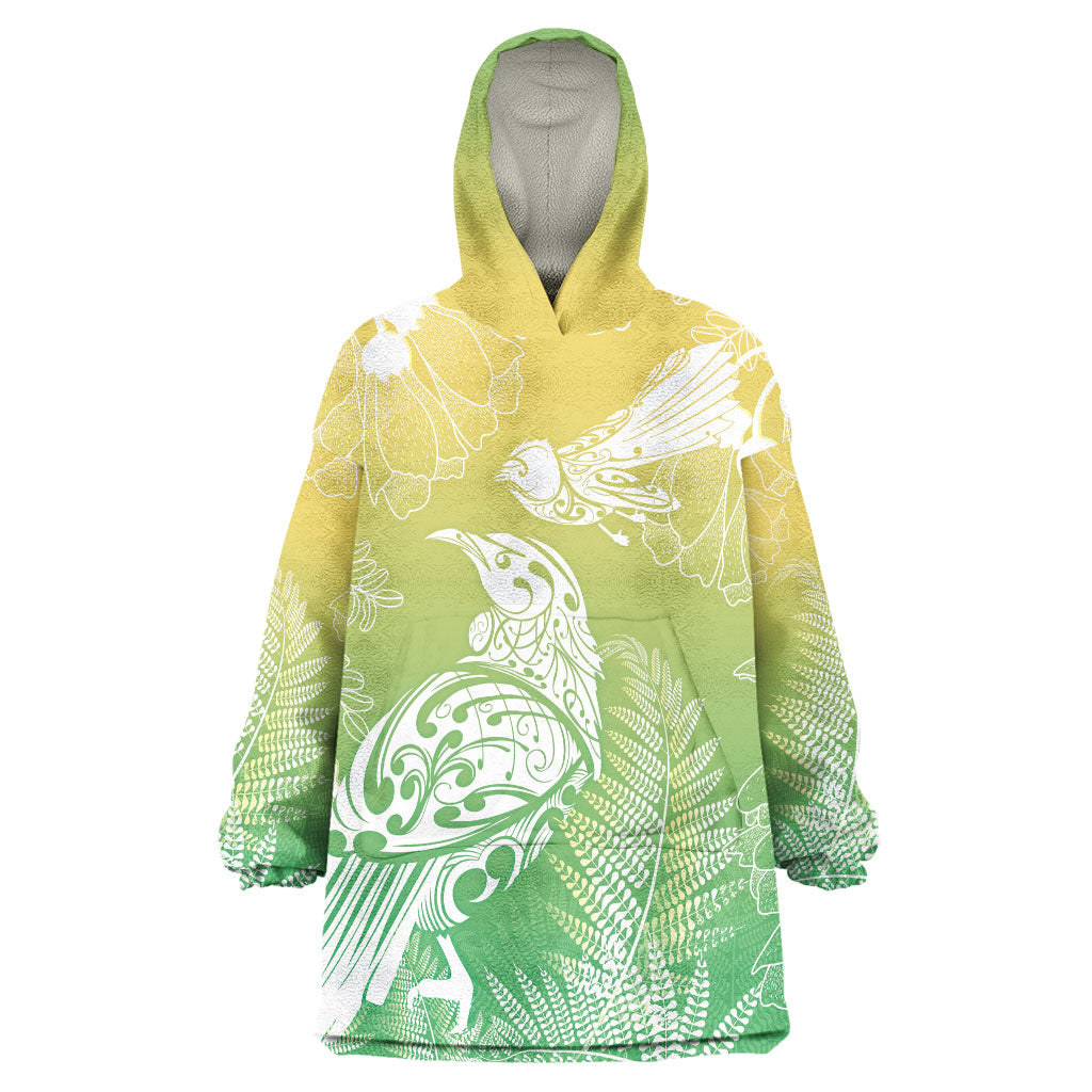 Aotearoa Maori Mahuru Tui With Pikawakawa Wearable Blanket Hoodie Spring Time