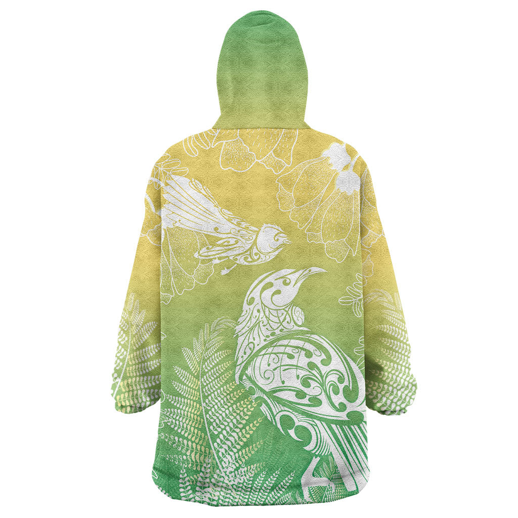 Aotearoa Maori Mahuru Tui With Pikawakawa Wearable Blanket Hoodie Spring Time