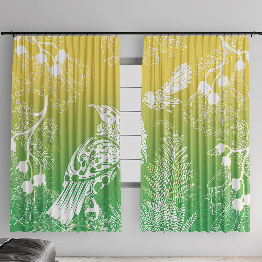 Aotearoa Maori Mahuru Tui With Pikawakawa Window Curtain Spring Time