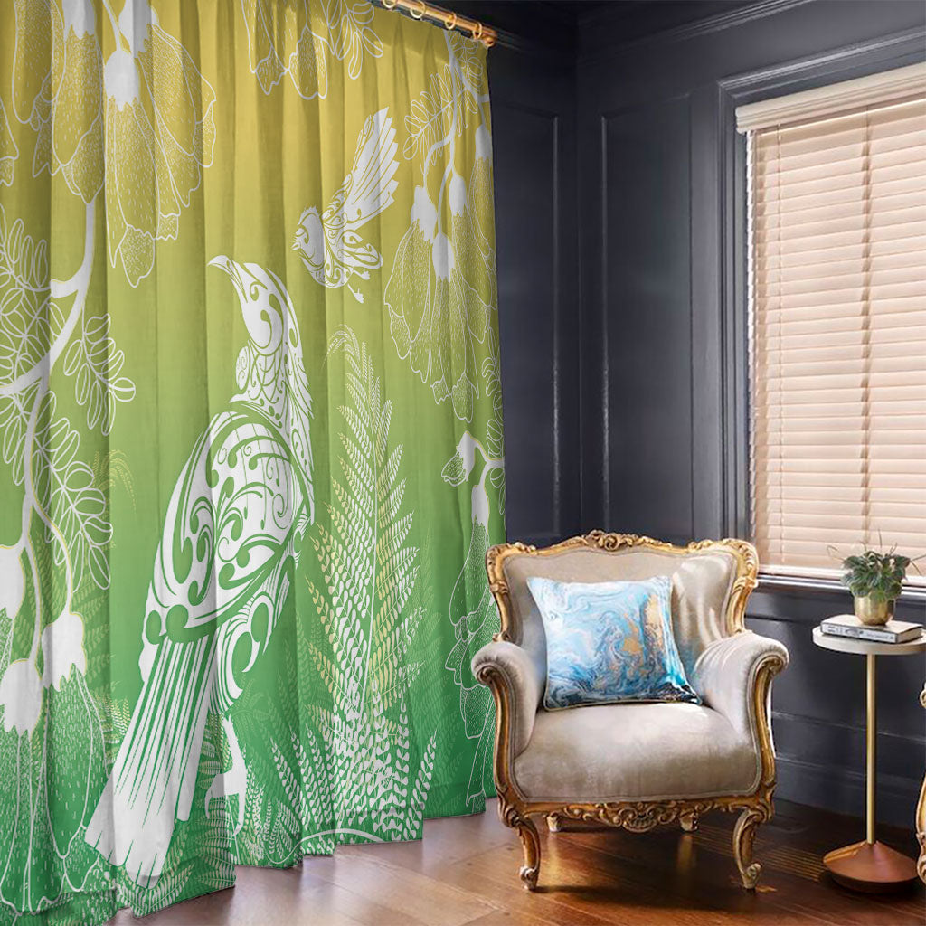 Aotearoa Maori Mahuru Tui With Pikawakawa Window Curtain Spring Time