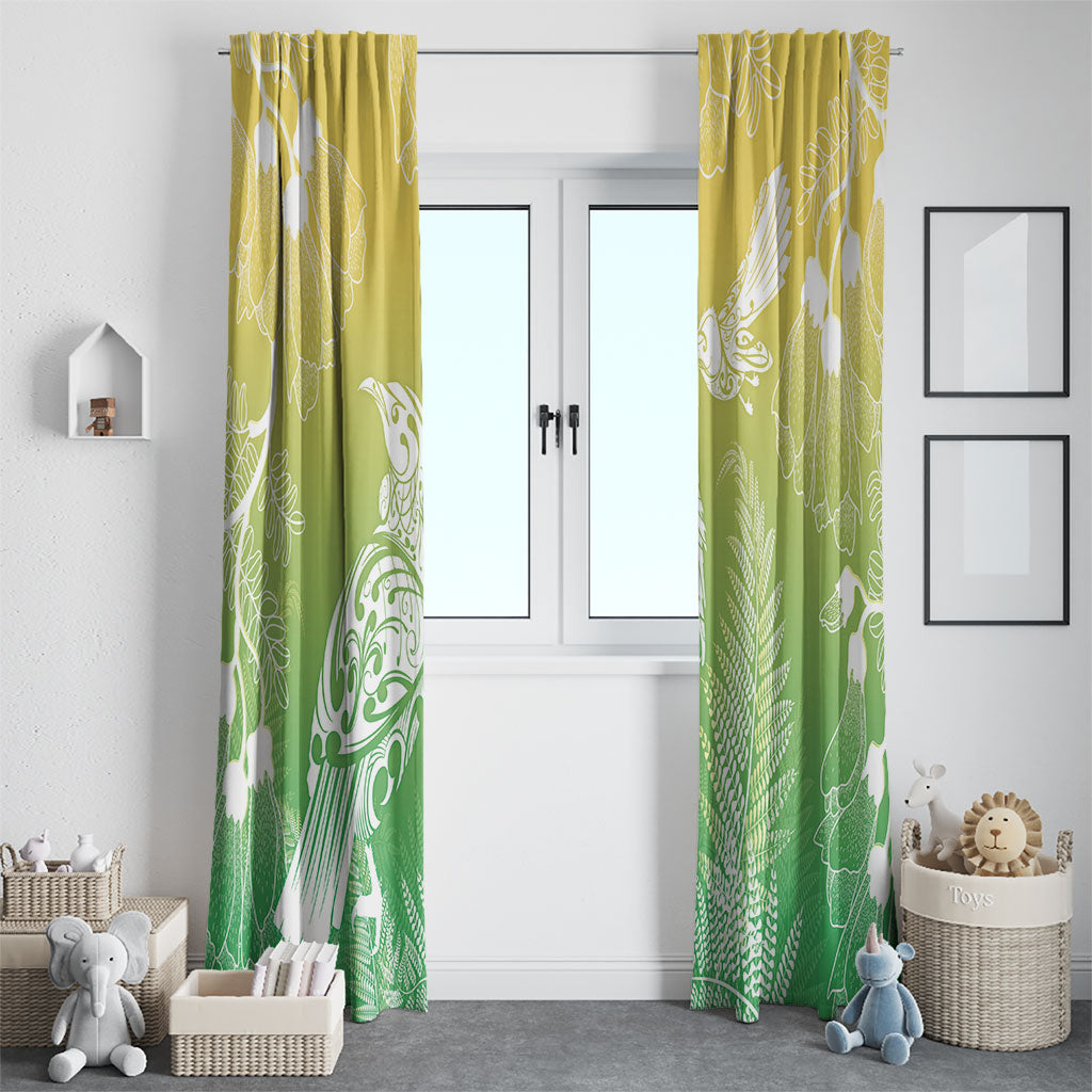 Aotearoa Maori Mahuru Tui With Pikawakawa Window Curtain Spring Time