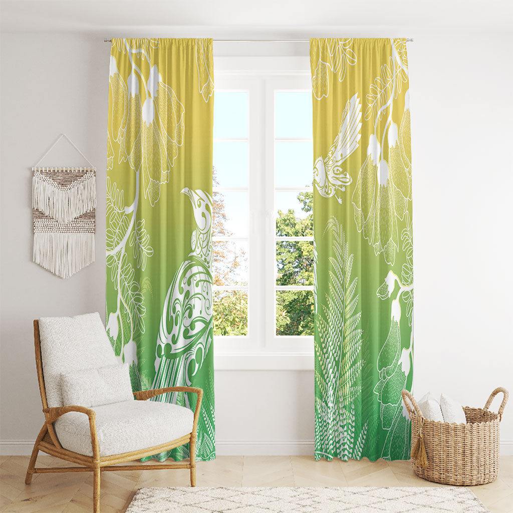 Aotearoa Maori Mahuru Tui With Pikawakawa Window Curtain Spring Time