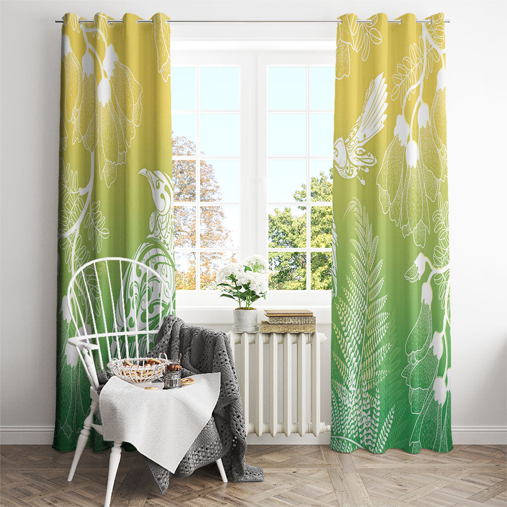 Aotearoa Maori Mahuru Tui With Pikawakawa Window Curtain Spring Time