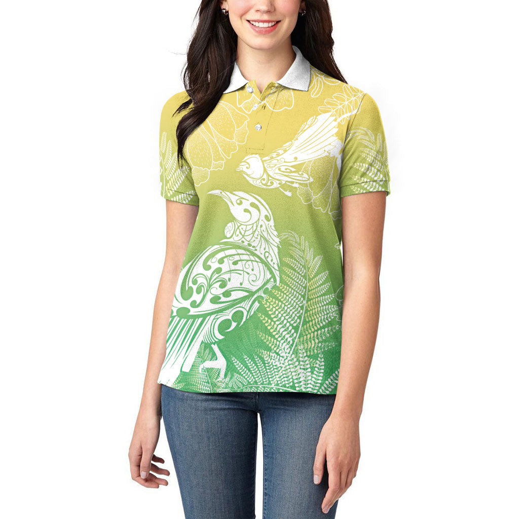 Aotearoa Maori Mahuru Tui With Pikawakawa Women Polo Shirt Spring Time