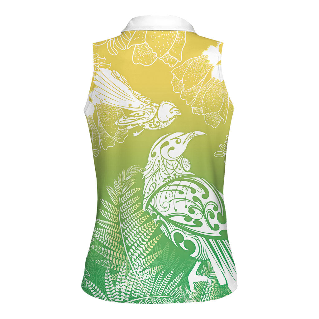Aotearoa Maori Mahuru Tui With Pikawakawa Women Sleeveless Polo Shirt Spring Time