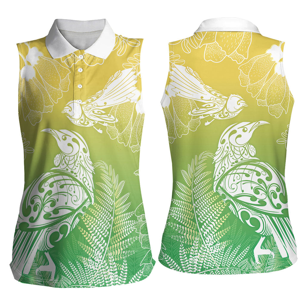 Aotearoa Maori Mahuru Tui With Pikawakawa Women Sleeveless Polo Shirt Spring Time