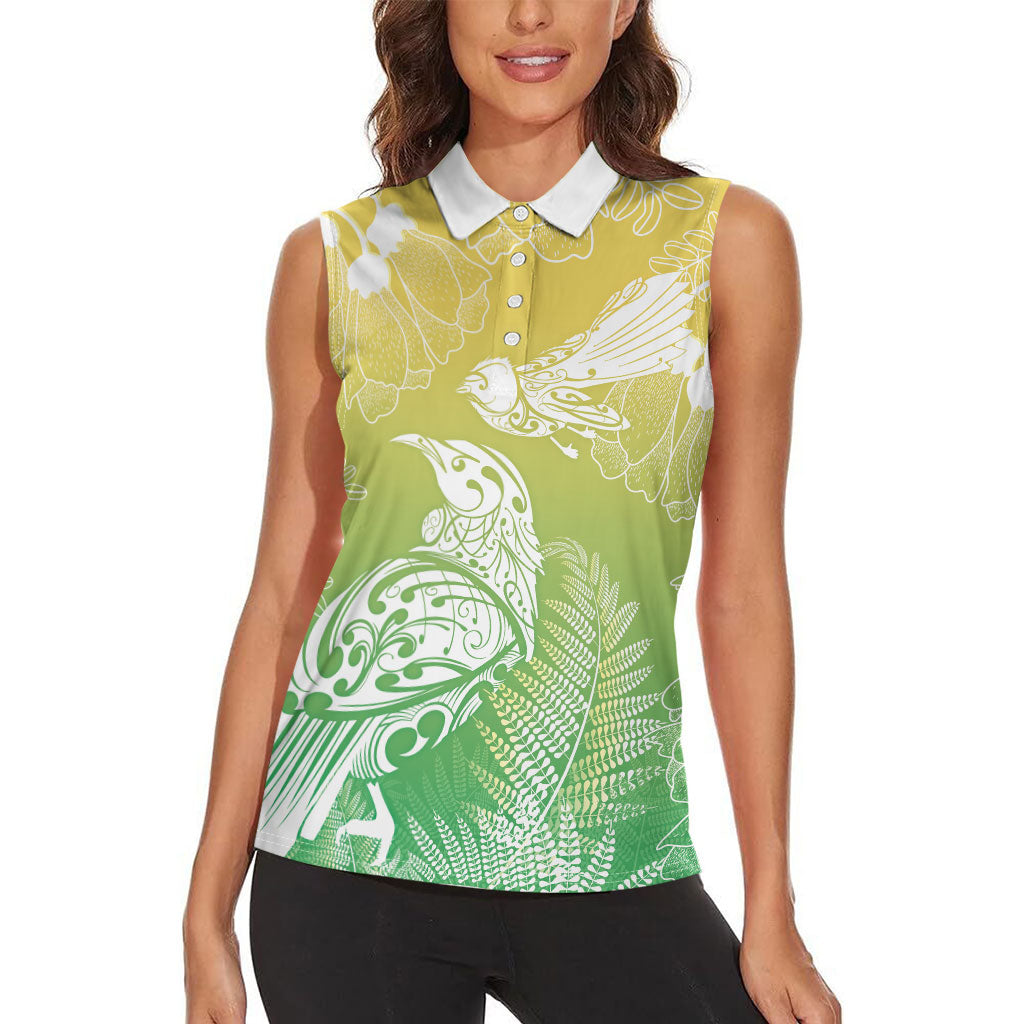 Aotearoa Maori Mahuru Tui With Pikawakawa Women Sleeveless Polo Shirt Spring Time