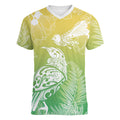 Aotearoa Maori Mahuru Tui With Pikawakawa Women V-Neck T-Shirt Spring Time