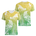 Aotearoa Maori Mahuru Tui With Pikawakawa Women V-Neck T-Shirt Spring Time