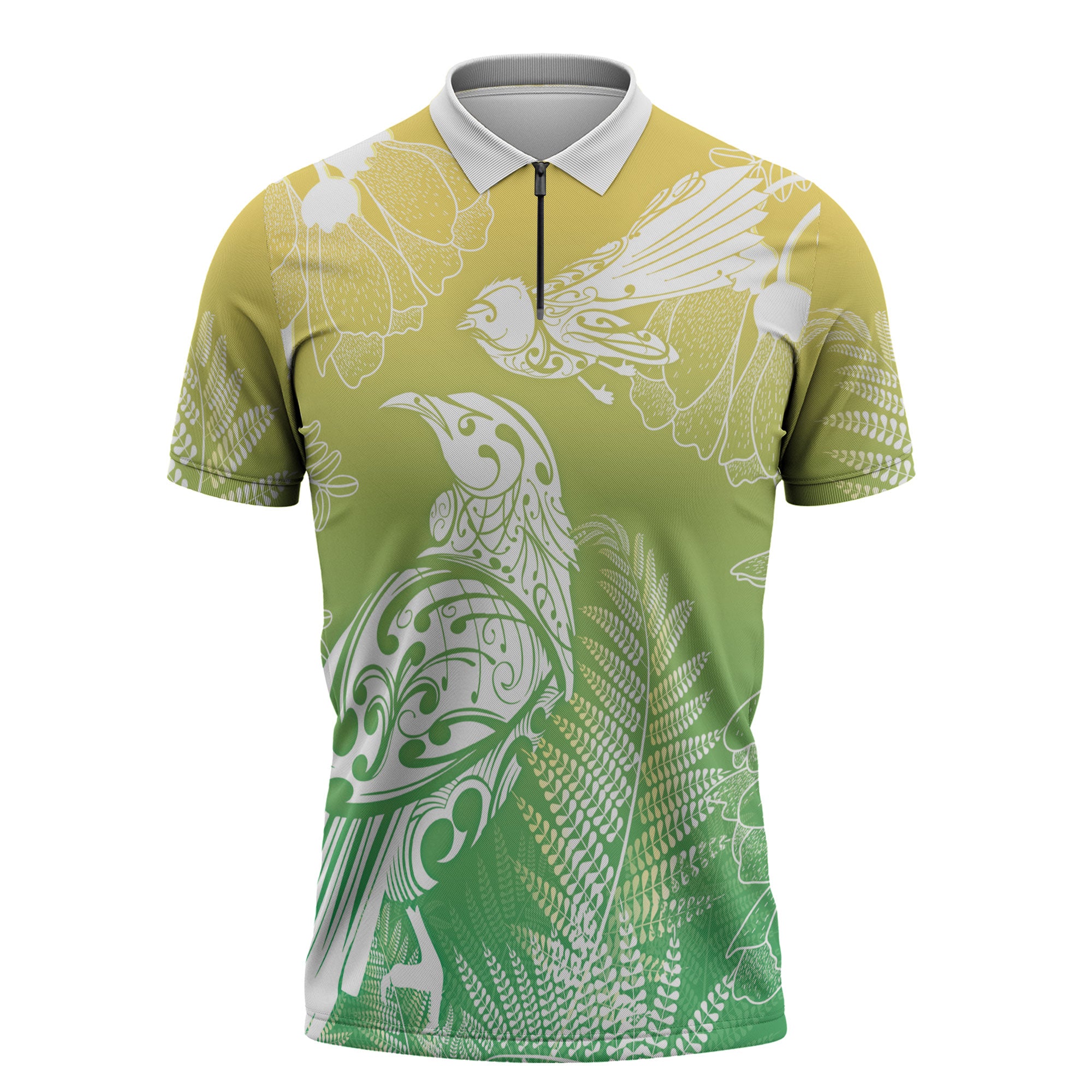 Aotearoa Maori Mahuru Tui With Pikawakawa Zipper Polo Shirt Spring Time